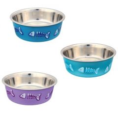 Миска  для кошек металлическая из нержавеющей стали с пластиковым покрытием Trixie 25270