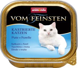 Вом Фейнштен корм консерва для кастрированных стерилизованных кошек и котов индейка и форель 100гр, Анимонда