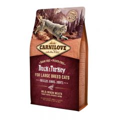 Carnilove Cat Adult Large Duck & Turkey сухой беззерновой корм с уткой и индейкой для взрослых крупных кошек