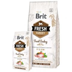 Brit Fresh Turkey with Pea Adult Fit & Slim - сухой корм с индейкой, горохом, рисом, аронией и одуванчиком для взрослых собак с избыточным весом, пожилых и ведущих малоподвижный образ жизни собак всех пород