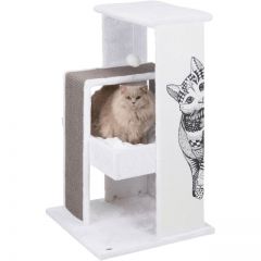 Домик с когтеточками и мягкими лежанками Maria  58x58, висота 101см, світло-сірий білий замша сизаль Trixie 44721